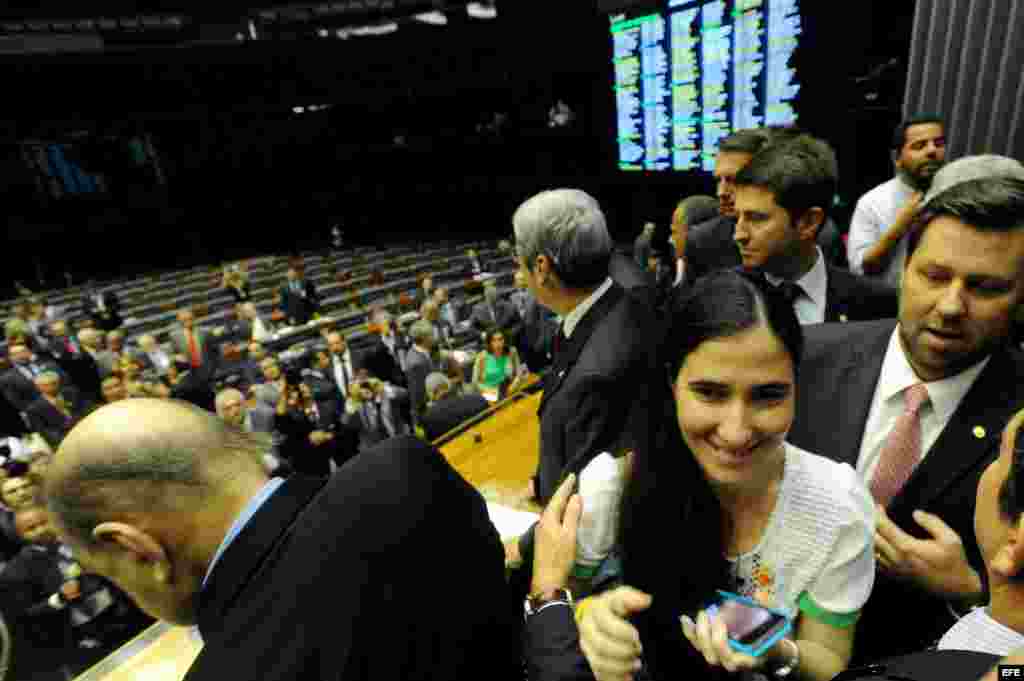 La disidente cubana Yoani S&aacute;nchez en la sede de la C&aacute;mara de Diputados, en Brasilia (Brasil)