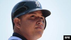 El jugador Miguel Cabrera de los Tigres de Detroit.